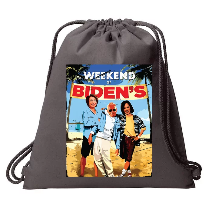 Weekend At Bidens Funny Trump 2024 Drawstring Bag