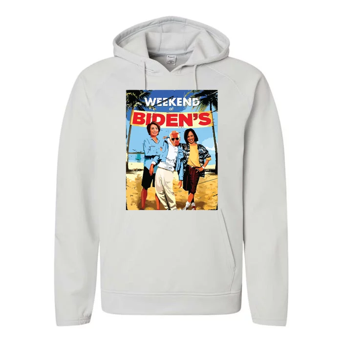 Weekend At Bidens Funny Trump 2024 Performance Fleece Hoodie