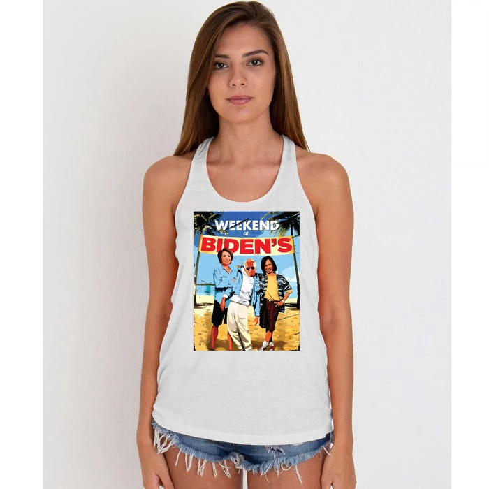 Weekend At Bidens Funny Trump 2024 Women's Knotted Racerback Tank