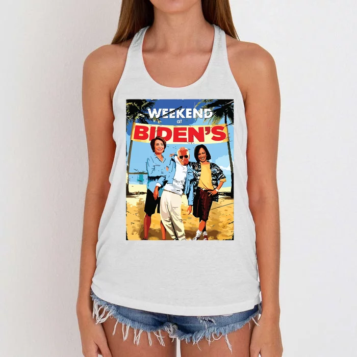 Weekend At Bidens Funny Trump 2024 Women's Knotted Racerback Tank