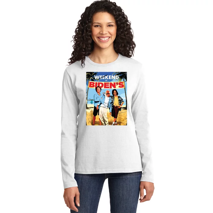 Weekend At Bidens Funny Trump 2024 Ladies Long Sleeve Shirt