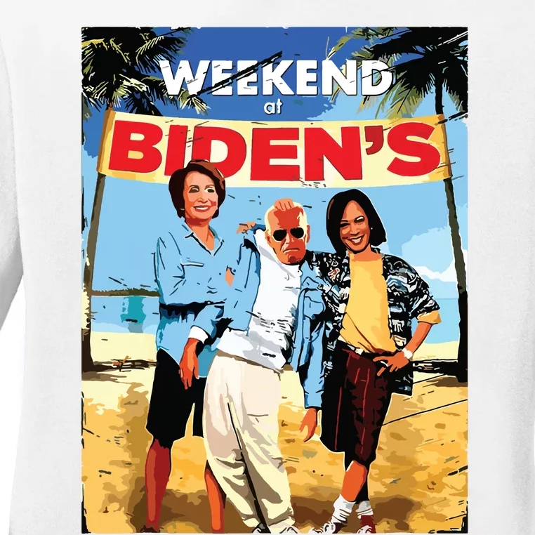 Weekend At Bidens Funny Trump 2024 Ladies Long Sleeve Shirt