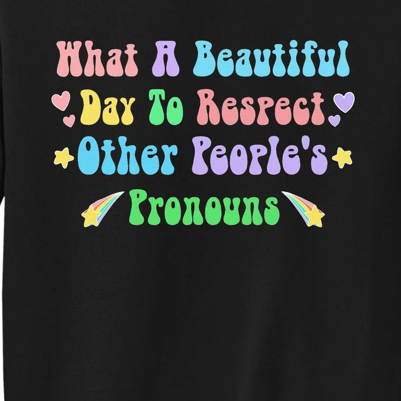 What A Beautiful Day To Respect Other People's Pronouns LGBT Tall Sweatshirt