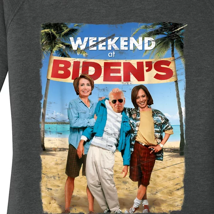 Weekend At Bidens Funny Joe Biden President Democrat Women's Perfect Tri Tunic Long Sleeve Shirt