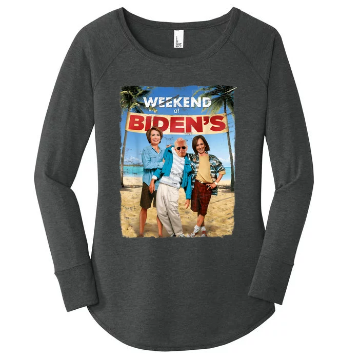 Weekend At Bidens Funny Joe Biden President Democrat Women's Perfect Tri Tunic Long Sleeve Shirt