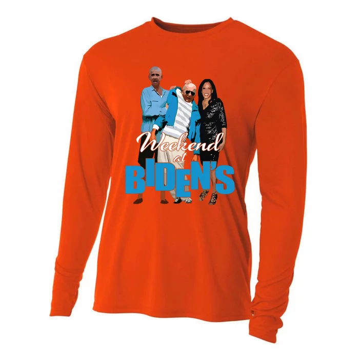 Weekend At Bidens Funny Cooling Performance Long Sleeve Crew