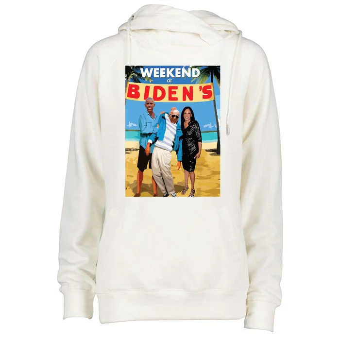 Weekend At Bidens Funny Womens Funnel Neck Pullover Hood