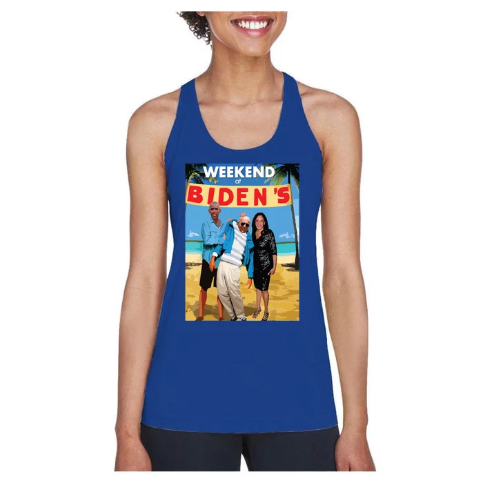 Weekend At Bidens Funny Women's Racerback Tank