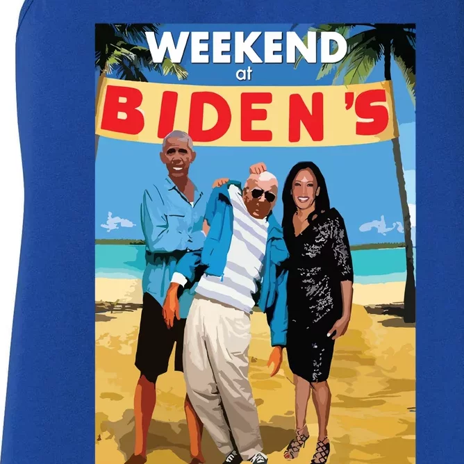 Weekend At Bidens Funny Women's Racerback Tank