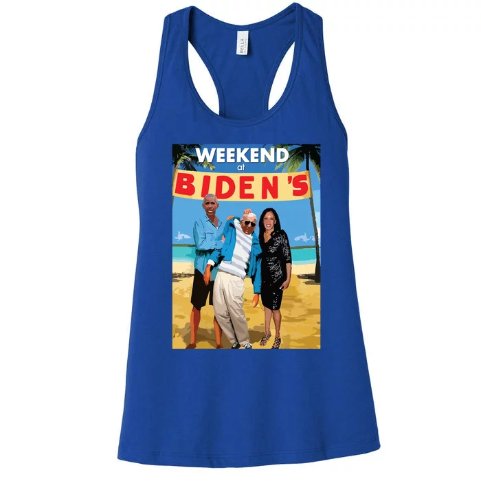 Weekend At Bidens Funny Women's Racerback Tank