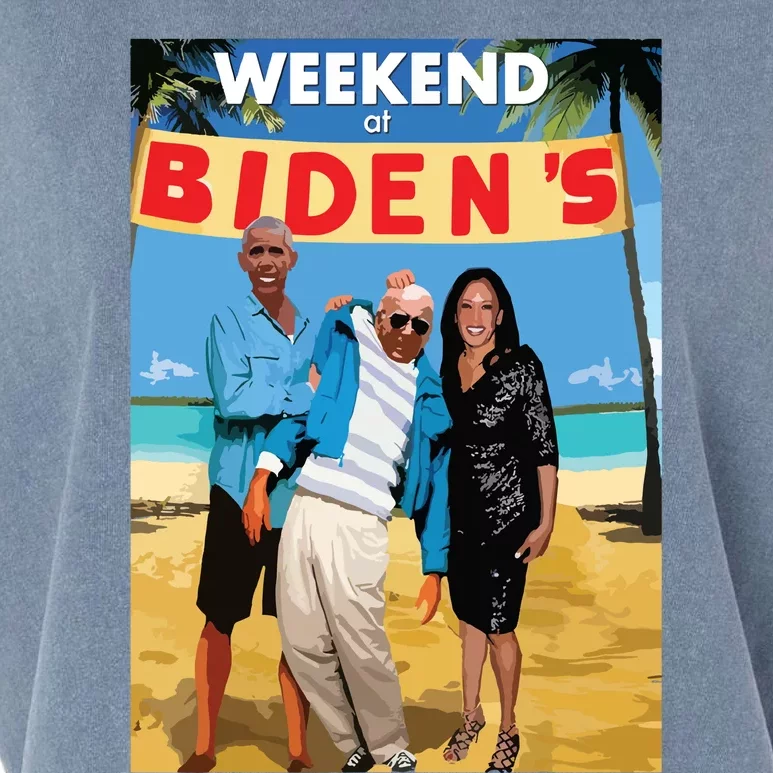 Weekend At Bidens Funny Garment-Dyed Women's Muscle Tee