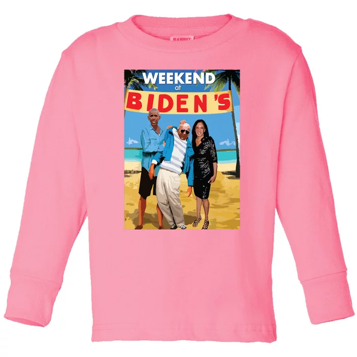 Weekend At Bidens Funny Toddler Long Sleeve Shirt