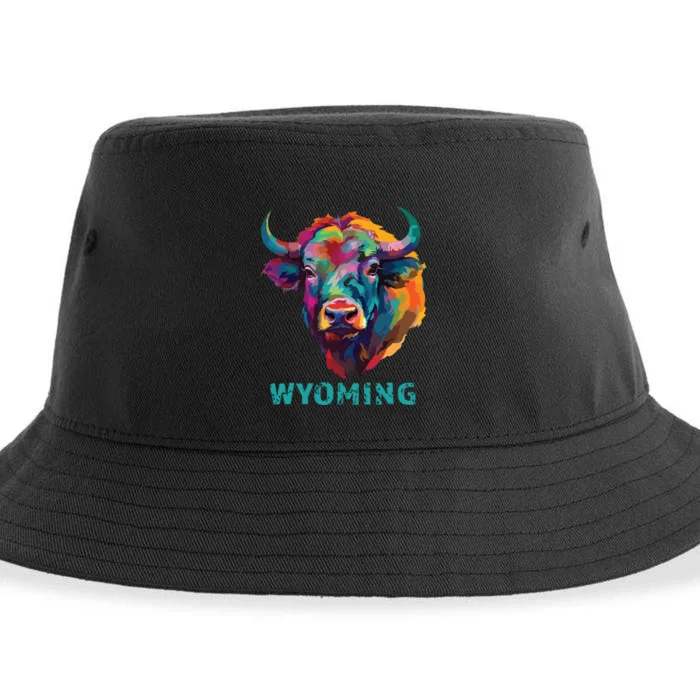 Wyoming American Bison Lover Buffalo For Souvenir Sustainable Bucket Hat