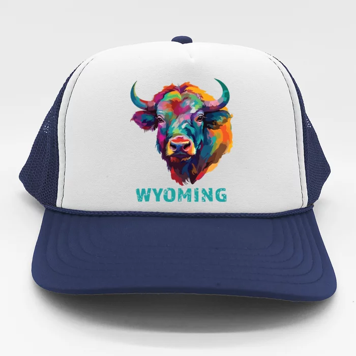 Wyoming American Bison Lover Buffalo For Souvenir Trucker Hat