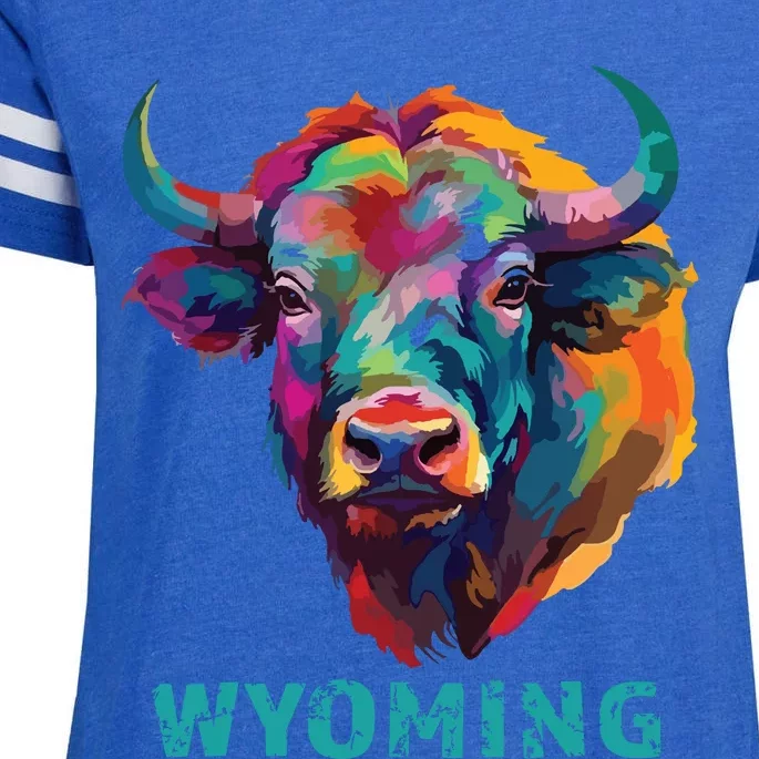 Wyoming American Bison Lover Buffalo For Souvenir Enza Ladies Jersey Football T-Shirt