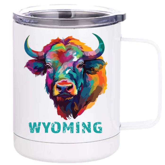 Wyoming American Bison Lover Buffalo For Souvenir Front & Back 12oz Stainless Steel Tumbler Cup