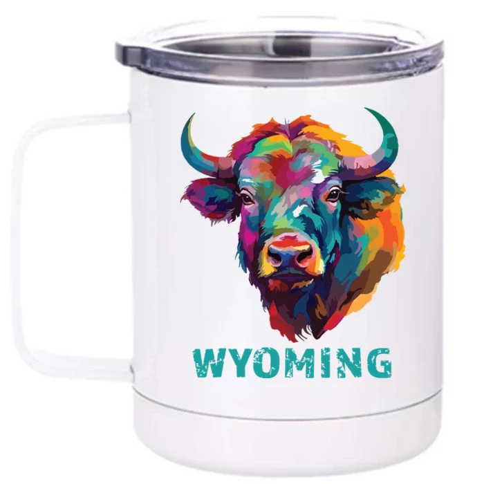 Wyoming American Bison Lover Buffalo For Souvenir Front & Back 12oz Stainless Steel Tumbler Cup