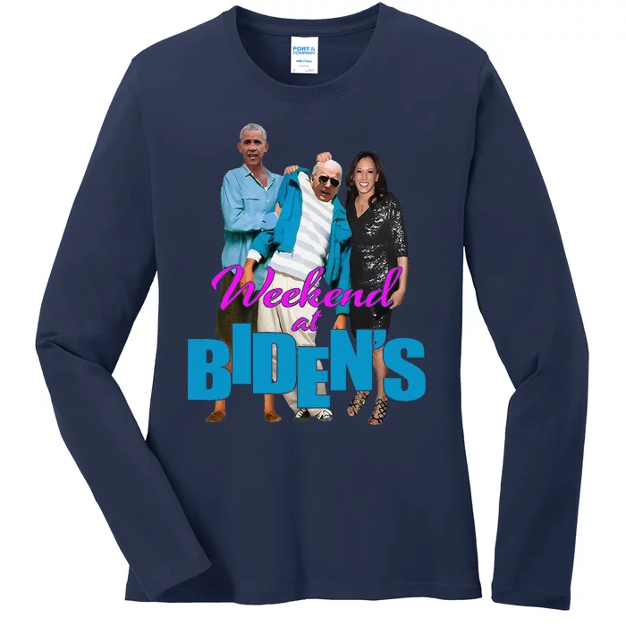 Weekend At BidenS Funny Ladies Long Sleeve Shirt