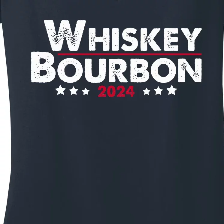 Whiskey And Bourbon 24 Whiskey Lovers Drinker Election 2024 Women's V-Neck T-Shirt