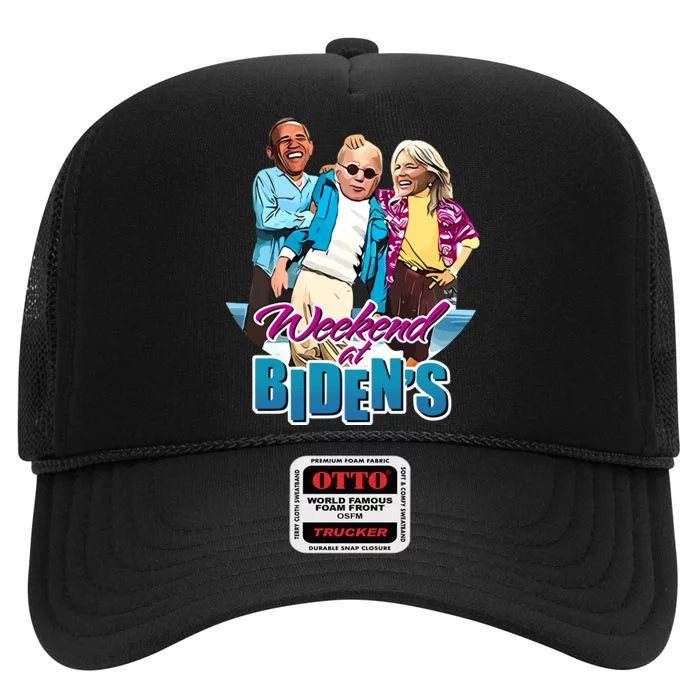 Weekend At BidenS High Crown Mesh Trucker Hat