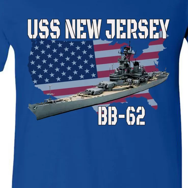 Ww2 American Battleship Uss New Jersey Bbmeaningful Gift62 Warship Veteran Gift V-Neck T-Shirt