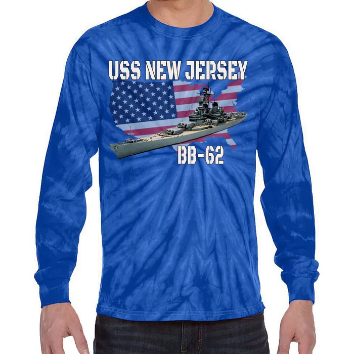 Ww2 American Battleship Uss New Jersey Bbmeaningful Gift62 Warship Veteran Gift Tie-Dye Long Sleeve Shirt