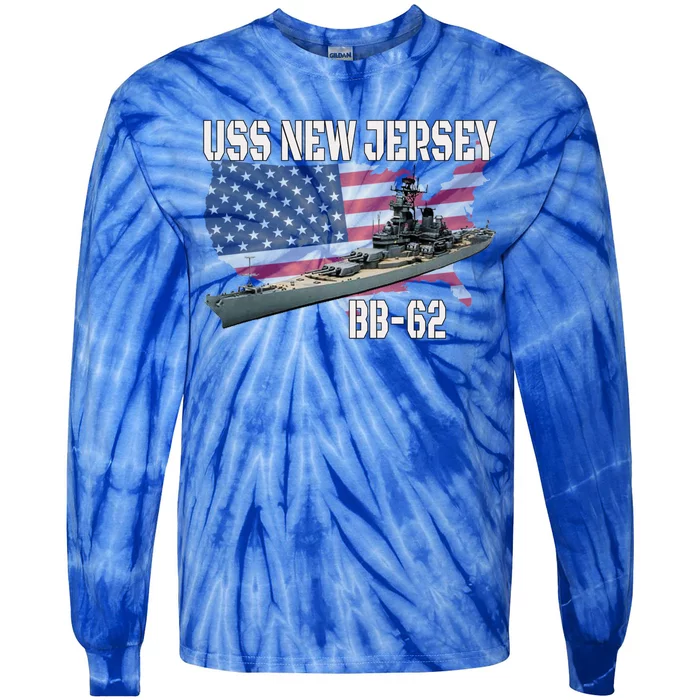 Ww2 American Battleship Uss New Jersey Bbmeaningful Gift62 Warship Veteran Gift Tie-Dye Long Sleeve Shirt