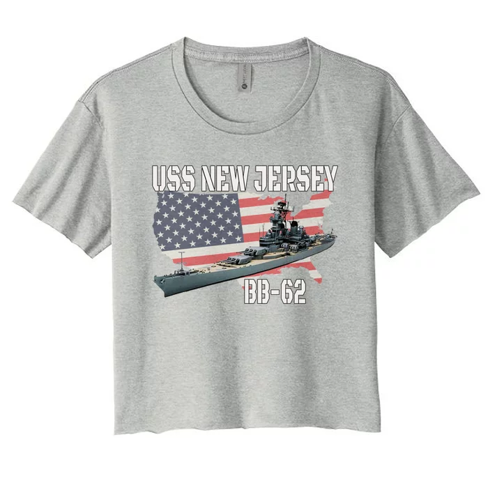 Ww2 American Battleship Uss New Jersey Bbmeaningful Gift62 Warship Veteran Gift Women's Crop Top Tee