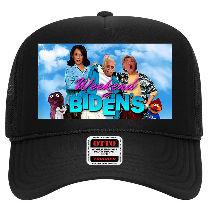 Weekend At BidenS High Crown Mesh Trucker Hat