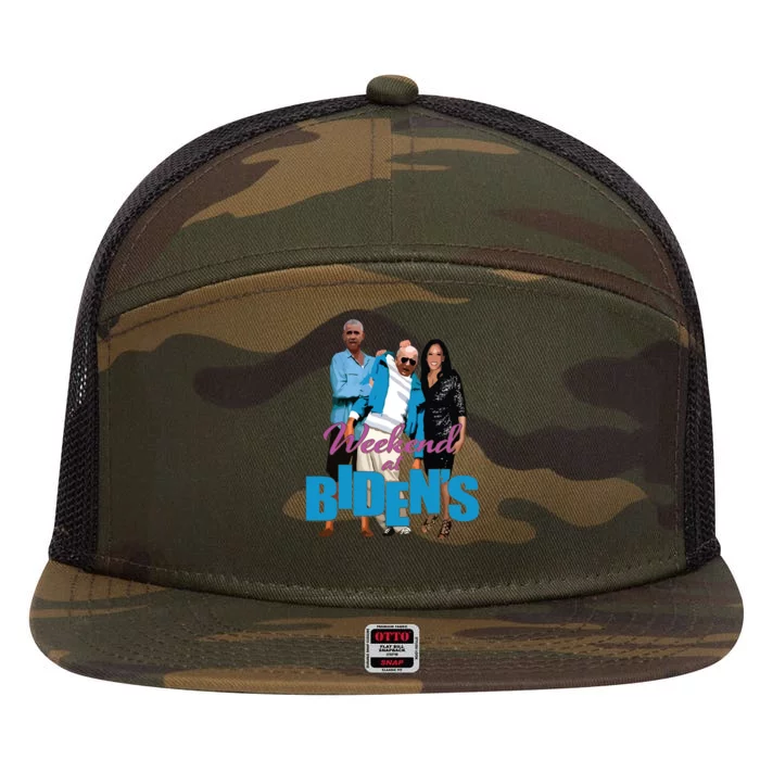 Weekend At Bidens Funny 7 Panel Mesh Trucker Snapback Hat