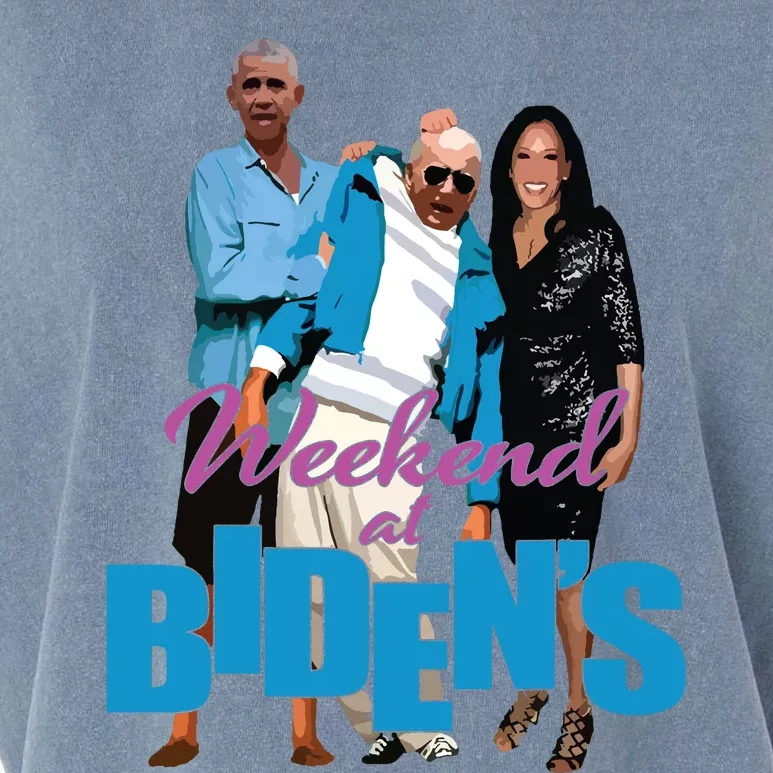 Weekend At Bidens Funny Garment-Dyed Women's Muscle Tee