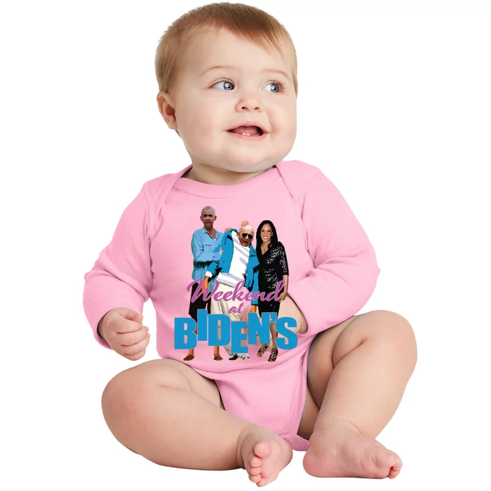 Weekend At Bidens Funny Baby Long Sleeve Bodysuit