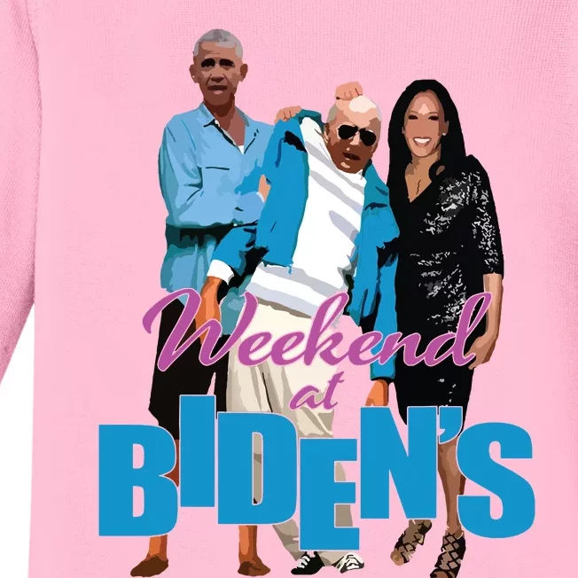 Weekend At Bidens Funny Baby Long Sleeve Bodysuit