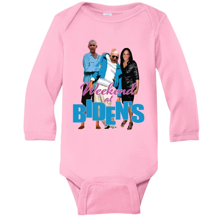 Weekend At Bidens Funny Baby Long Sleeve Bodysuit