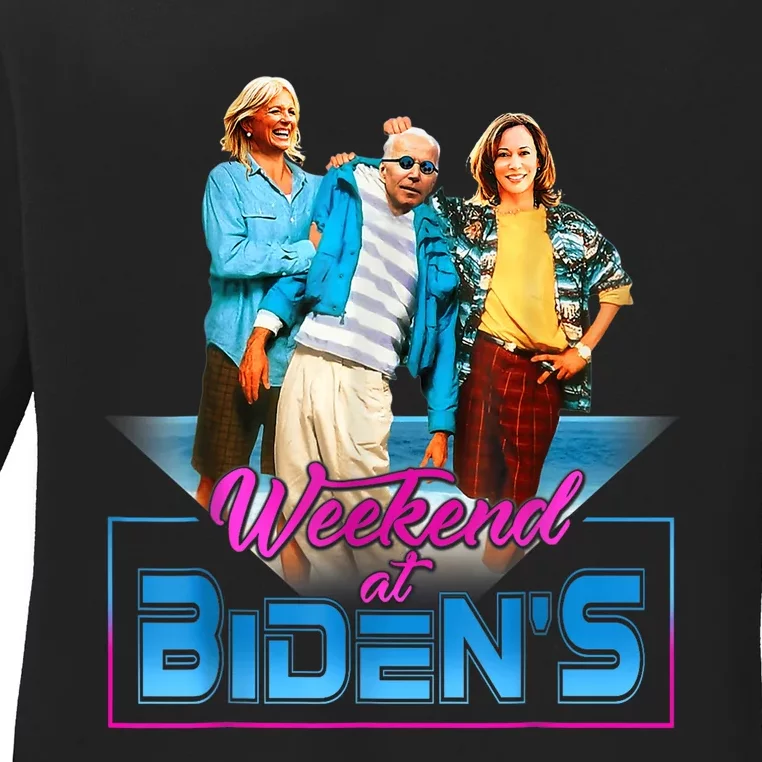 Weekend At BidenS Funny Meme Ladies Long Sleeve Shirt