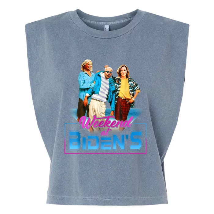 Weekend At BidenS Funny Meme Garment-Dyed Women's Muscle Tee