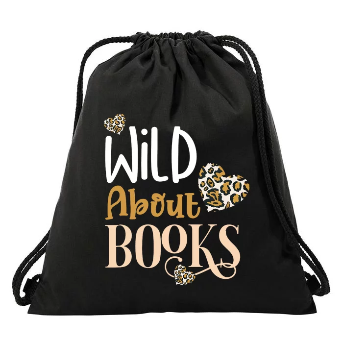 Wild About Books Leopard I Love Reading Book Lover Gift Drawstring Bag