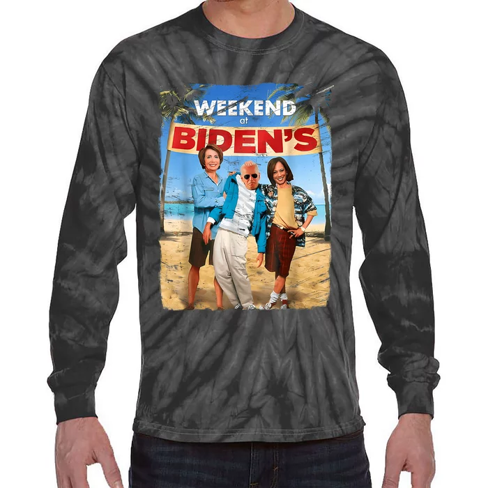 Weekend At Bidens Funny Tie-Dye Long Sleeve Shirt