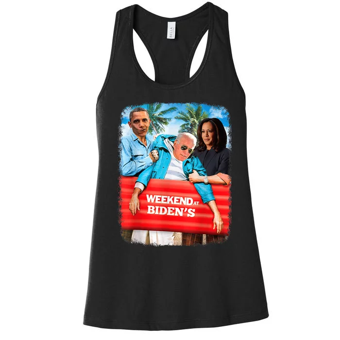 Weekend At Bidens Funny President 2024 Vote Women's Racerback Tank