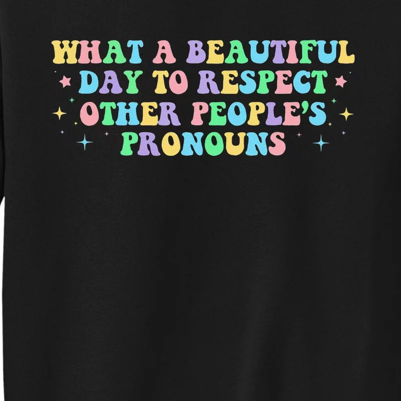 What A Beautiful Day To Respect Other People's Pronouns Tall Sweatshirt