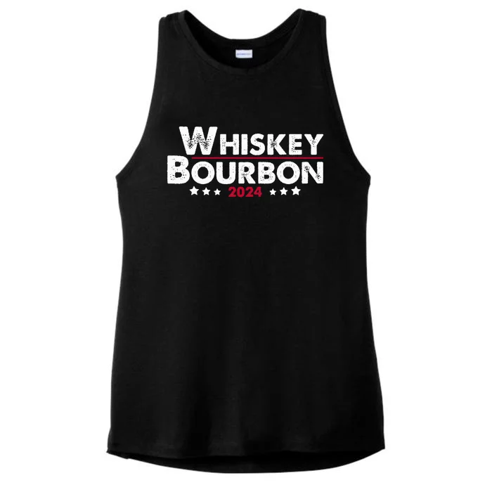 Whiskey And Bourbon 24 Whiskey Lovers Drinker Election 2024 Ladies Tri-Blend Wicking Tank