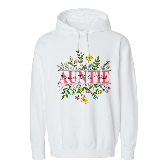 Wildflower Auntie Blessed To Be Called Auntie Garment-Dyed Fleece Hoodie