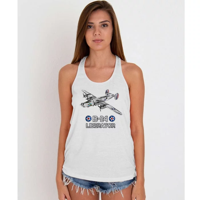 WW2 Aviation B24 Liberator American Heavy Bomber Gift Women's Knotted Racerback Tank