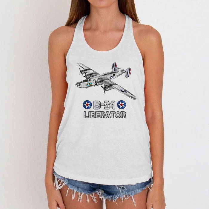 WW2 Aviation B24 Liberator American Heavy Bomber Gift Women's Knotted Racerback Tank