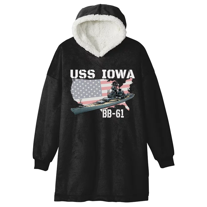 WW2 American Battleship USS Iowa Warship BB 61 Veterans Hooded Wearable Blanket