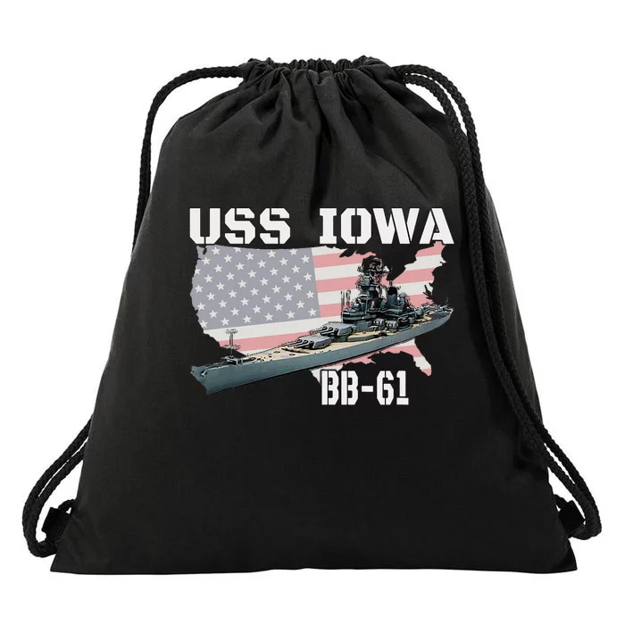 WW2 American Battleship USS Iowa Warship BB 61 Veterans Drawstring Bag