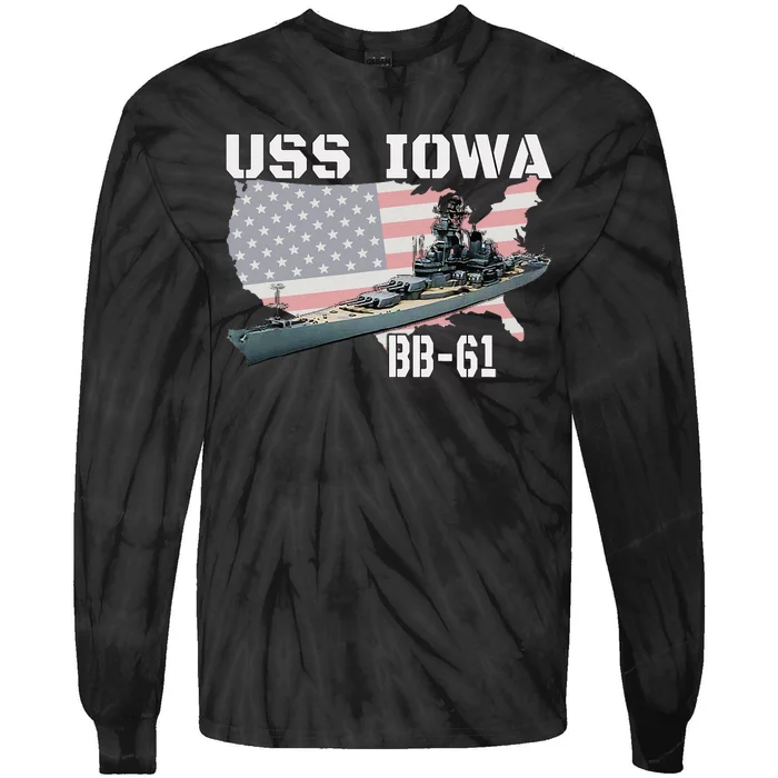 WW2 American Battleship USS Iowa Warship BB 61 Veterans Tie-Dye Long Sleeve Shirt