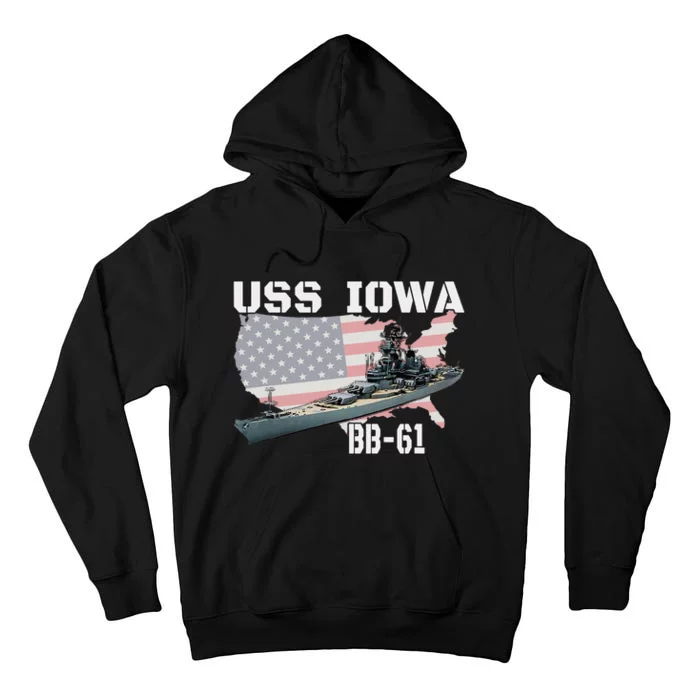 WW2 American Battleship USS Iowa Warship BB 61 Veterans Tall Hoodie