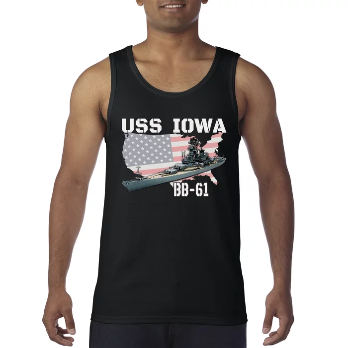 WW2 American Battleship USS Iowa Warship BB 61 Veterans Tank Top