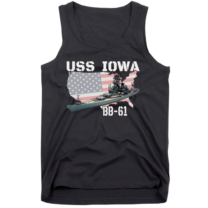 WW2 American Battleship USS Iowa Warship BB 61 Veterans Tank Top